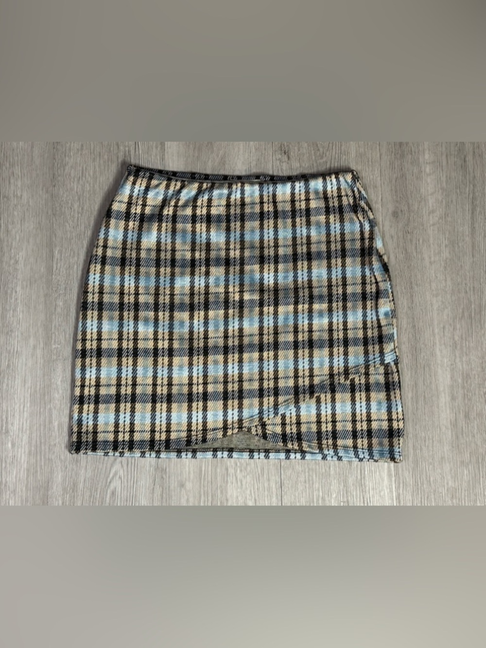 altar'd state Blue And Brown Plaid Mini Skirt Size Small